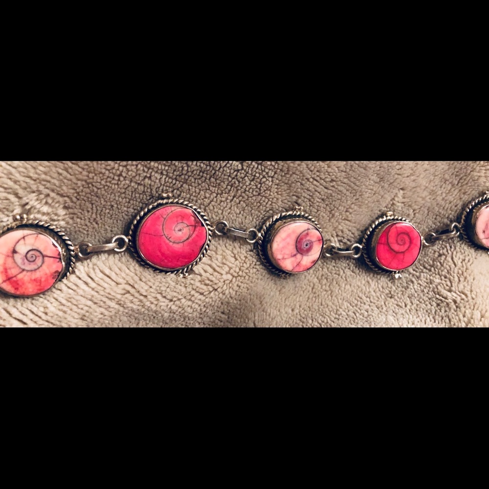 925 Silver Pink Shiva Shell Bracelet